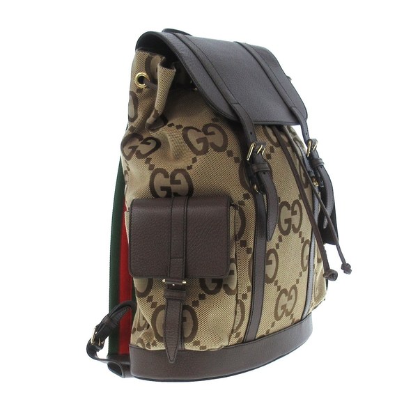 Gucci Backpack Jumbo Tan Jacquard Rucksack GG Sherry - Picture 1 of 15